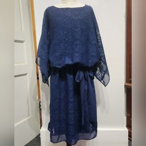 Womens dark blue lace dress